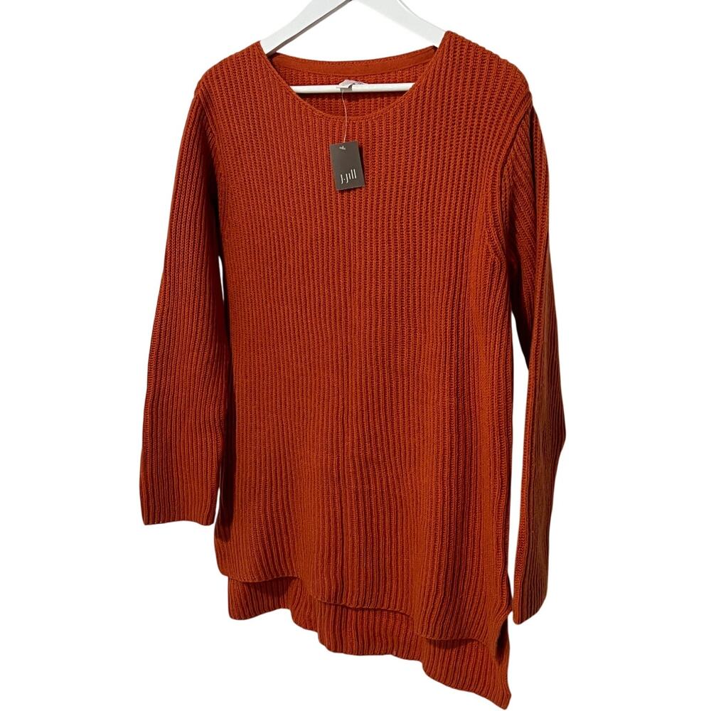 J. JILL WOMENS SMALL PULLOVER ROUND NECK WOOL BLEND SWEATER BURNT ORANGE NEW - Picture 9 of 12